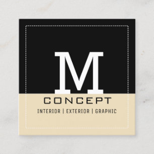 Carte De Visite Carré Monogramme noir néerlandais blanc professionnel