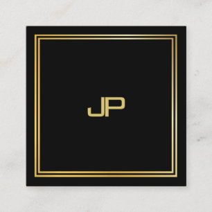 Carte De Visite Carré Monogramme Or Moderne Luxueux Élégant Modèle