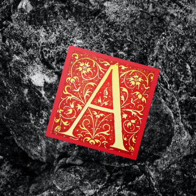 Carte De Visite Carré Monogramme ornemental antique - capital A (Créateur téléchargé)