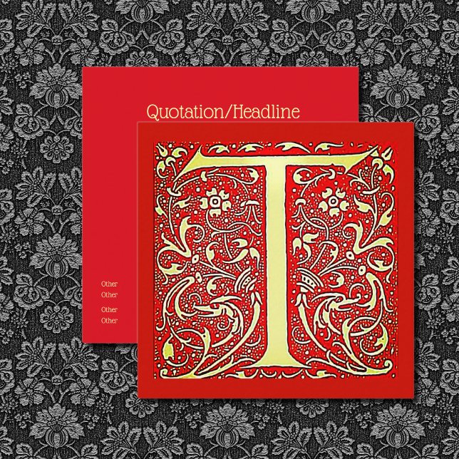 Carte De Visite Carré Monogramme ornemental antique - capital T (Créateur téléchargé)