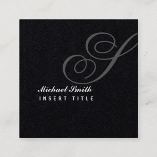 Carte De Visite Carré Monogramme personnalisé par noir de filigrane de