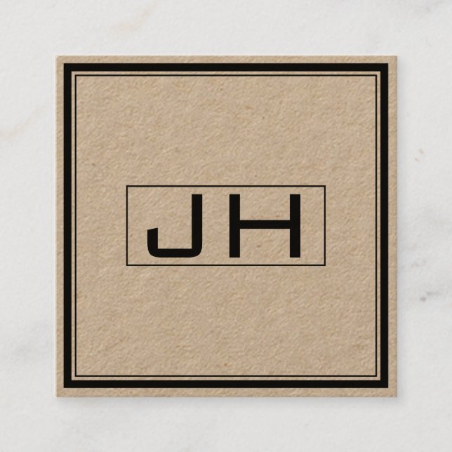 Carte De Visite Carré Monogramme Professionnel Chic (Devant)