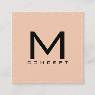 Carte De Visite Carré Monogramme Professionnel Élégant Apricot moderne