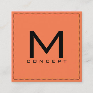 Carte De Visite Carré Monogramme Professionnel Élégant Corail Moderne