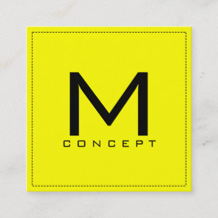 Carte De Visite Carré Monogramme Professionnel Élégant Jaune Moderne