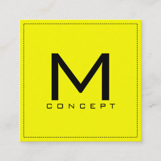 Carte De Visite Carré Monogramme Professionnel Élégant Jaune Moderne