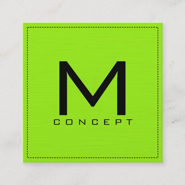 Carte De Visite Carré Monogramme Professionnel Élégant Moderne Lime (Devant)