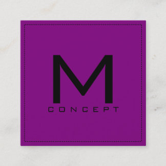 Carte De Visite Carré Monogramme Professionnel Élégant Moderne Purple