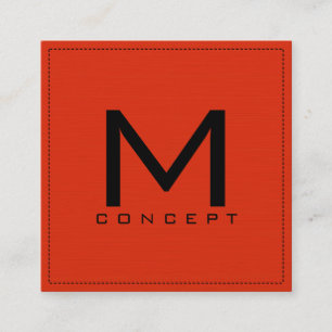 Carte De Visite Carré Monogramme Professionnel Élégant Moderne Rouge Ora