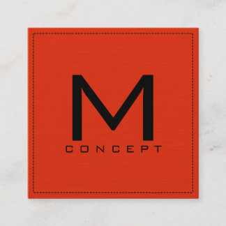 Carte De Visite Carré Monogramme Professionnel Élégant Moderne Rouge Ora