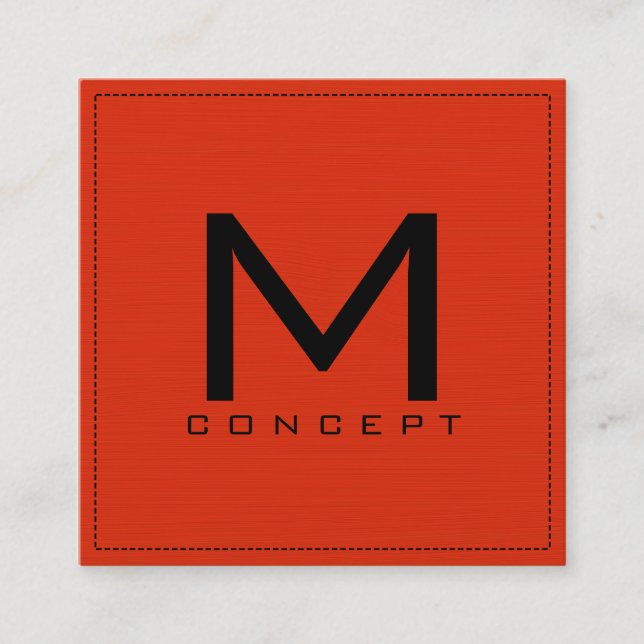 Carte De Visite Carré Monogramme Professionnel Élégant Moderne Rouge Ora (Devant)
