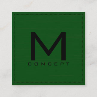 Carte De Visite Carré Monogramme Professionnel Élégant Moderne Vert