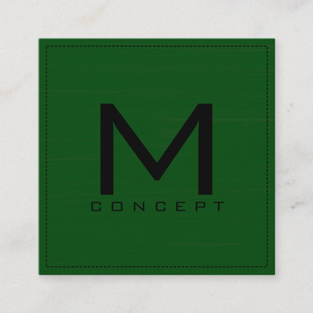 Carte De Visite Carré Monogramme Professionnel Élégant Moderne Vert (Devant)