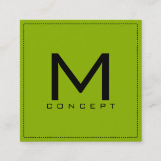 Carte De Visite Carré Monogramme Professionnel Élégant Moderne Vert Pomm