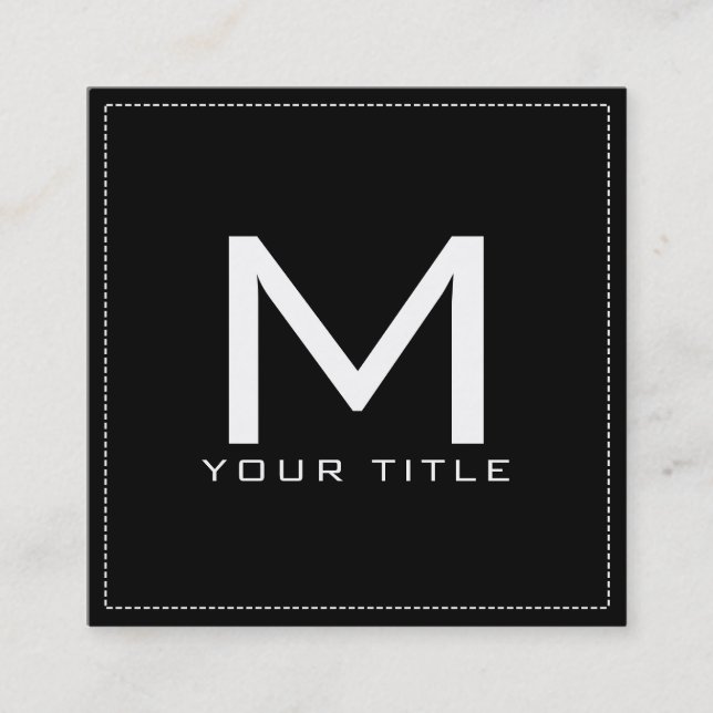 Carte De Visite Carré Monogramme Professionnel Élégant Noir Moderne (Devant)