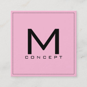 Carte De Visite Carré Monogramme Professionnel Élégant rose moderne