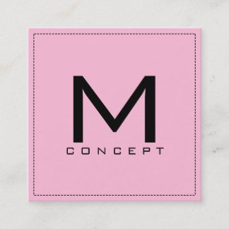 Carte De Visite Carré Monogramme Professionnel Élégant rose moderne