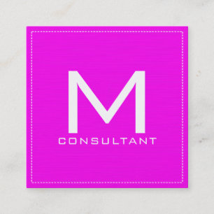 Carte De Visite Carré Monogramme professionnel élégant rose moderne