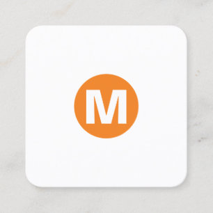 Carte De Visite Carré Monogramme rond - Orange
