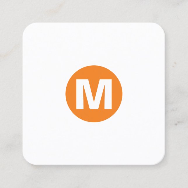Carte De Visite Carré Monogramme rond - Orange (Devant)