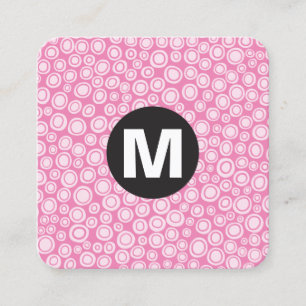 Carte De Visite Carré Monogramme rond - Spots - Rose #EF84B4