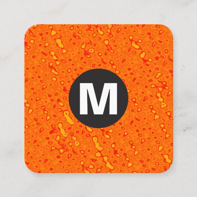 Carte De Visite Carré Monogramme rond - Texture orange (Devant)