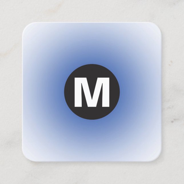 Carte De Visite Carré Monographie circulaire - Dégradé - Bleu de marine  (Devant)