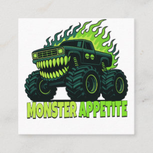 Carte De Visite Carré Monstre Camion Horreur Flamme