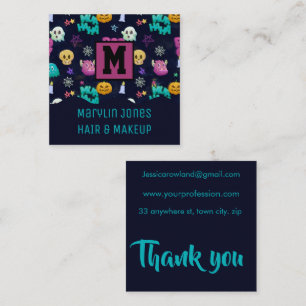 CARTE DE VISITE CARRÉ MONSTRES HALLOWEEN