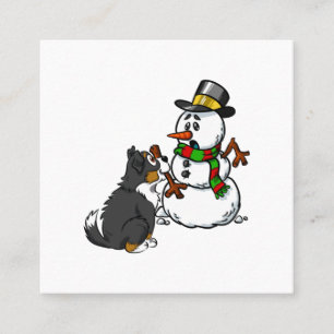 Carte De Visite Carré Mont Snowman Christmas