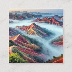 Carte De Visite Carré Montagnes Nature Extérieur Paysage Calme