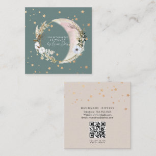 Carte De Visite Carré Moon Star Artiste bijouterie artisanale Faux Gold