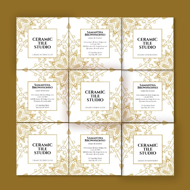 Carte De Visite Carré Mosaïque sans joint or (Créateur téléchargé)