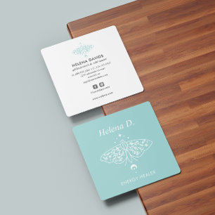 Carte De Visite Carré Moth Butterfly Lune Phase Reiki Praticien Yoga
