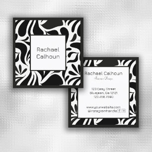 Carte De Visite Carré Motif Abstrait moderne noir et blanc personnalisé