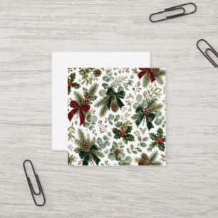 Carte De Visite Carré Motif botanique de Noël élégant