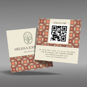Carte De Visite Carré Motif carré moderne du milieu du siècle QR