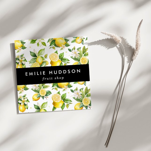 Carte De Visite Carré Motif citron, Fleurs de citron, Agrumes, Boutique  (Créateur téléchargé)