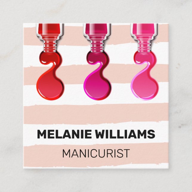 Carte De Visite Carré Motif de bandes | Verser (Devant)