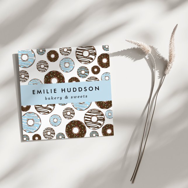 Carte De Visite Carré Motif De Bleus Donuts, Boutique De Gâteaux, Boutiq (Créateur téléchargé)