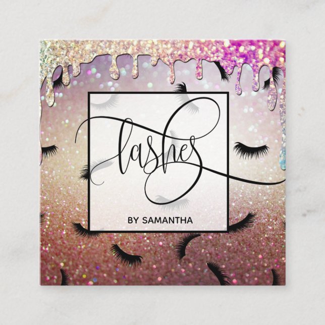 Carte De Visite Carré Motif de gouttes d'or de gouttes d'eau (Devant)