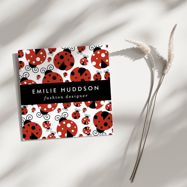 Carte De Visite Carré Motif De Ladybugs, Mignons Ladybugs, Red Ladybugs (Créateur téléchargé)