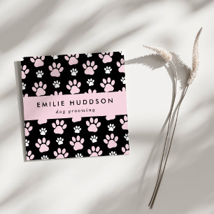 Carte De Visite Carré Motif De Pâtes, Groomer De Chiens, Marcheur De Chi