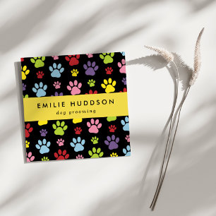 Carte De Visite Carré Motif De Pâtes, Groomer De Chiens, Marcheur De Chi