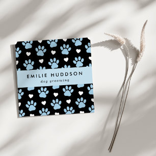 Carte De Visite Carré Motif De Pâtes, Groomer De Chiens, Marcheur De Chi