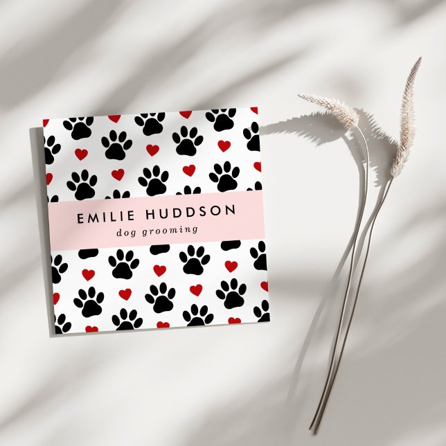 Carte De Visite Carré Motif De Pâtes, Groomer De Chiens, Marcheur De Chi (Créateur téléchargé)