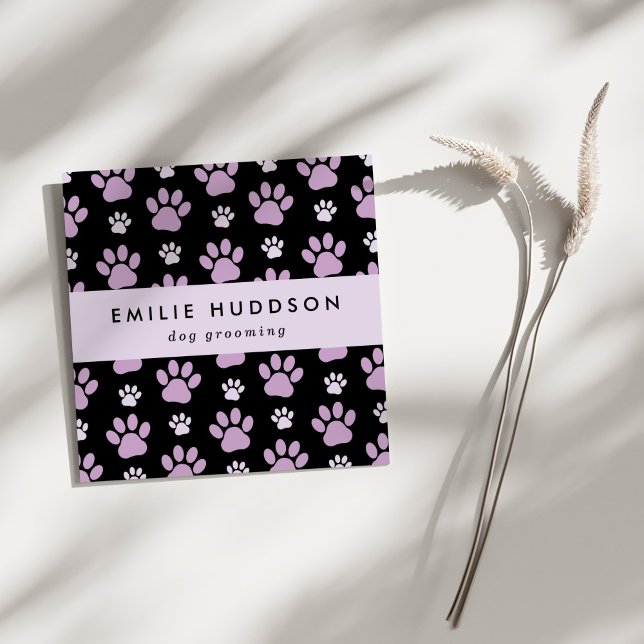 Carte De Visite Carré Motif De Pâtes, Groomer De Chiens, Marcheur De Chi (Créateur téléchargé)