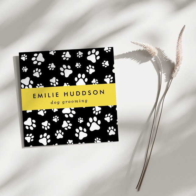 Carte De Visite Carré Motif De Pâtes, Groomer De Chiens, Marcheur De Chi (Créateur téléchargé)