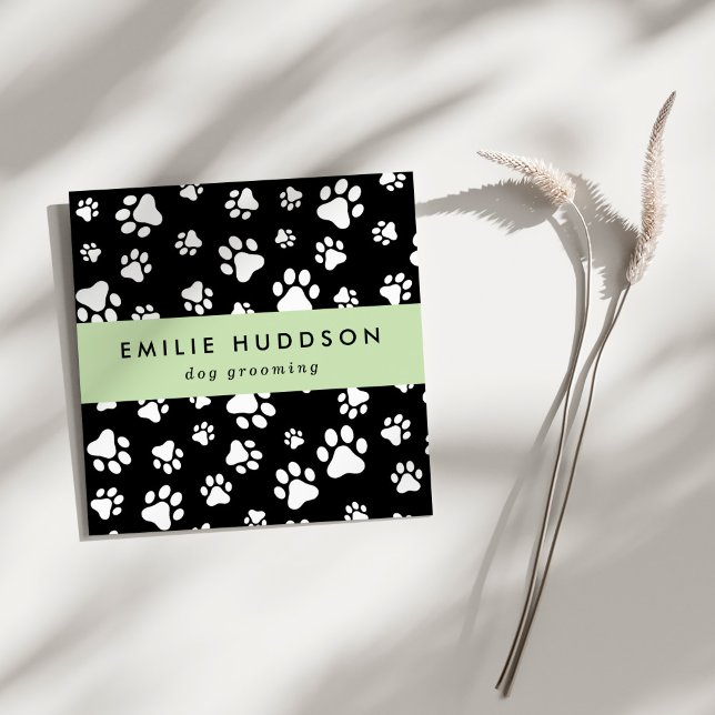 Carte De Visite Carré Motif De Pâtes, Groomer De Chiens, Marcheur De Chi (Créateur téléchargé)