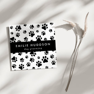 Carte De Visite Carré Motif De Pâtes, Groomer De Chiens, Marcheur De Chi